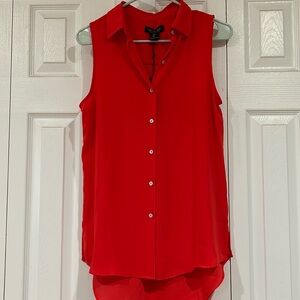 Rachel Zoe sleeveless button blouse red-orange or vermillion, size small